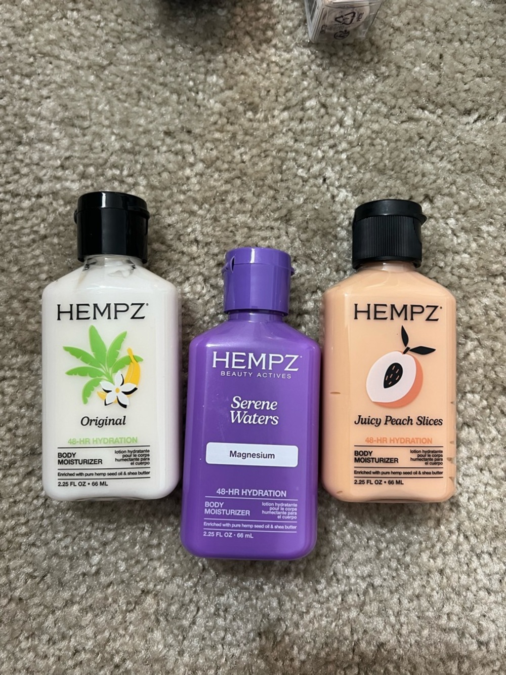 Hempz Travel Trio Body Moisturizers — White, Purple, Peach